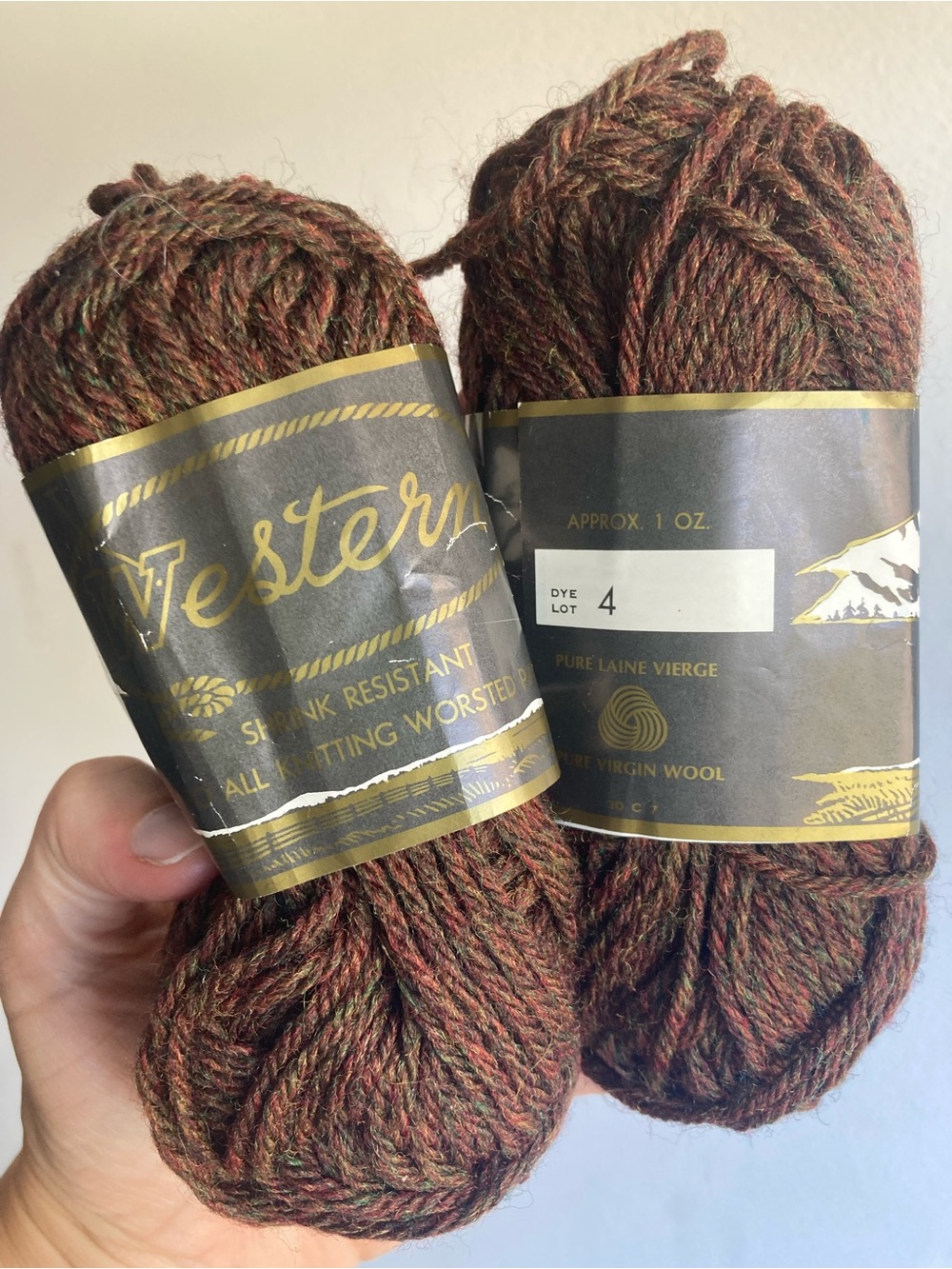 vintage brown worsted wool yarn